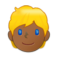👱🏾 Emoji Person: mitteldunkle Hautfarbe, blondes Haar Samsung One UI 4.0 January 2022.