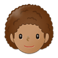 🧑🏽‍🦱 Emoji Erwachsener: mittlere Hautfarbe, lockiges Haar Samsung One UI 4.0 January 2022.