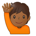 🙋🏾 Emoji Persona Con La Mano Levantada: Tono De Piel Oscuro Medio en Samsung One UI 4.0 January 2022.
