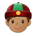 👲🏽 Emoji Homem De Boné: Pele Morena na Samsung One UI 4.0 January 2022.