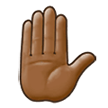 ✋🏾 Emoji erhobene Hand: mitteldunkle Hautfarbe Samsung One UI 4.0 January 2022.