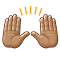 Emoji 🙌🏽 Mani Alzate: Carnagione Olivastra su Samsung One UI 4.0 January 2022.