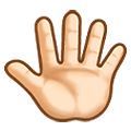 Emoji 🖑🏻 Mano alzata con le dita aperte: Carnagione Chiara su Samsung One UI 4.0 January 2022.