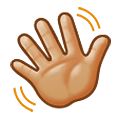 👋🏼 Emoji winkende Hand: mittelhelle Hautfarbe Samsung One UI 4.0 January 2022.