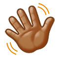 👋🏽 Emoji Mão Acenando: Pele Morena na Samsung One UI 4.0 January 2022.