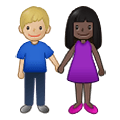 👩🏿‍🤝‍👨🏼 Emoji Mann und Frau halten Hände: dunkle Hautfarbe, mittelhelle Hautfarbe Samsung One UI 4.0 January 2022.