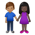 👩🏿‍🤝‍👨🏽 Emoji Mann und Frau halten Hände: dunkle Hautfarbe, mittlere Hautfarbe Samsung One UI 4.0 January 2022.