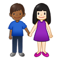 👩🏻‍🤝‍👨🏾 Emoji Mann und Frau halten Hände: helle Hautfarbe, mitteldunkle Hautfarbe Samsung One UI 4.0 January 2022.
