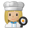 Émoji 👩🏼‍🍳 Cuisinière : Peau Moyennement Claire sur Samsung One UI 4.0 January 2022.
