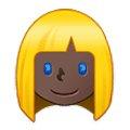 Émoji 👱🏿‍♀️ Femme Blonde : Peau Foncée sur Samsung One UI 4.0 January 2022.
