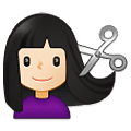 Émoji 💇🏻‍♀️ Femme Qui Se Fait Couper Les Cheveux : Peau Claire sur Samsung One UI 4.0 January 2022.