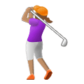 🏌🏽‍♀️ Emoji Golferin: mittlere Hautfarbe Samsung One UI 4.0 January 2022.