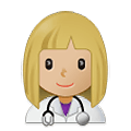 👩🏼‍⚕️ Emoji Profesional Sanitario Mujer: Tono De Piel Claro Medio en Samsung One UI 4.0 January 2022.