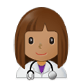 Emoji 👩🏽‍⚕️ Operatrice Sanitaria: Carnagione Olivastra su Samsung One UI 4.0 January 2022.