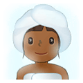 🧖🏾‍♀️ Emoji Frau in Dampfsauna: mitteldunkle Hautfarbe Samsung One UI 4.0 January 2022.