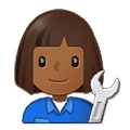 Emoji 👩🏾‍🔧 Meccanico Donna: Carnagione Abbastanza Scura su Samsung One UI 4.0 January 2022.