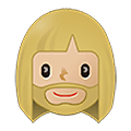 🧔🏼‍♀️ Emoji Frau: Bart mittelhelle Hautfarbe Samsung One UI 4.0 January 2022.