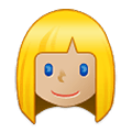 👱🏼‍♀️ Emoji Frau: mittelhelle Hautfarbe, blond Samsung One UI 4.0 January 2022.