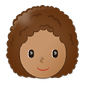 Emoji 👩🏽‍🦱 Donna: Carnagione Olivastra E Capelli Ricci su Samsung One UI 4.0 January 2022.