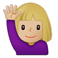 🙋🏼‍♀️ Emoji Frau mit erhobenem Arm: mittelhelle Hautfarbe Samsung One UI 4.0 January 2022.