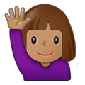 🙋🏽‍♀️ Emoji Mulher Levantando A Mão: Pele Morena na Samsung One UI 4.0 January 2022.