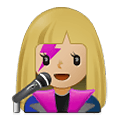 Emoji 👩🏼‍🎤 Cantante Donna: Carnagione Abbastanza Chiara su Samsung One UI 4.0 January 2022.
