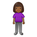 🧍🏾‍♀️ Emoji Mujer De Pie: Tono De Piel Oscuro Medio en Samsung One UI 4.0 January 2022.