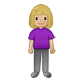 🧍🏼‍♀️ Emoji stehende Frau: mittelhelle Hautfarbe Samsung One UI 4.0 January 2022.