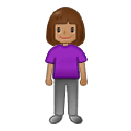 🧍🏽‍♀️ Emoji Mujer De Pie: Tono De Piel Medio en Samsung One UI 4.0 January 2022.