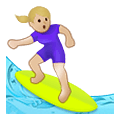 Émoji 🏄🏼‍♀️ Surfeuse : Peau Moyennement Claire sur Samsung One UI 4.0 January 2022.