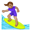 Émoji 🏄🏽‍♀️ Surfeuse : Peau Légèrement Mate sur Samsung One UI 4.0 January 2022.