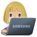 Émoji 👩🏼‍💻 Informaticienne : Peau Moyennement Claire sur Samsung One UI 4.0 January 2022.