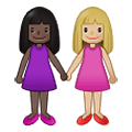 👩🏿‍🤝‍👩🏼 Emoji händchenhaltende Frauen: dunkle Hautfarbe, mittelhelle Hautfarbe Samsung One UI 4.0 January 2022.