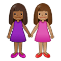 👩🏾‍🤝‍👩🏽 Emoji händchenhaltende Frauen: mitteldunkle Hautfarbe, mittlere Hautfarbe Samsung One UI 4.0 January 2022.