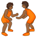 🤼🏾 Emoji Personas Luchando, Tono De Piel Oscuro Medio en Samsung One UI 4.0 January 2022.