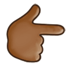 👉🏾 Emoji Dorso De Mano Con índice A La Derecha: Tono De Piel Oscuro Medio en Samsung One UI 4.0.