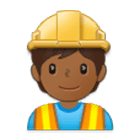 👷🏾 Emoji Trabalhador De Construção Civil: Pele Morena Escura na Samsung One UI 4.0.