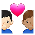 👨🏻‍❤️‍👨🏽 Emoji Liebespaar - Mann: helle Hautfarbe, Mann: mittlere Hautfarbe Samsung One UI 4.0.