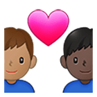 👨🏽‍❤️‍👨🏿 Emoji Liebespaar - Mann: mittlere Hautfarbe, Mann: dunkle Hautfarbe Samsung One UI 4.0.