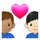 👨🏽‍❤️‍👨🏻 Emoji Beijo - Homem: Pele Morena, Homem: Pele Clara na Samsung One UI 4.0.