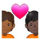 🧑🏾‍❤️‍🧑🏿 Emoji Liebespaar: Person, Person, mitteldunkle Hautfarbe, dunkle Hautfarbe Samsung One UI 4.0.
