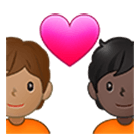 🧑🏽‍❤️‍🧑🏿 Emoji Liebespaar: Person, Person, mittlere Hautfarbe, dunkle Hautfarbe Samsung One UI 4.0.