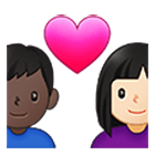 👩🏻‍❤️‍👨🏿 Emoji Pareja Enamorada - Mujer: Tono De Piel Claro, Hombre: Tono De Piel Oscuro en Samsung One UI 4.0.