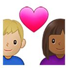 👩🏾‍❤️‍👨🏼 Emoji sich küssendes Paar - Frau: mitteldunkle Hautfarbe, Mann: mittelhelle Hautfarbe Samsung One UI 4.0.