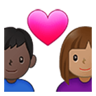 👩🏽‍❤️‍👨🏿 Emoji Casal Apaixonado - Mulher: Pele Morena, Homem: Pele Escura na Samsung One UI 4.0.