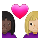 👩🏿‍❤️‍👩🏼 Emoji Casal Apaixonado - Mulher: Pele Escura, Mulher: Pele Morena Clara na Samsung One UI 4.0.