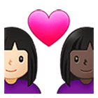 👩🏻‍❤️‍👩🏿 Emoji Casal Apaixonado - Mulher: Pele Clara, Mulher: Pele Escura na Samsung One UI 4.0.