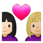 👩🏻‍❤️‍👩🏼 Emoji Pareja Enamorada - Mujer: Tono De Piel Claro, Mujer: Tono De Piel Claro Medio en Samsung One UI 4.0.