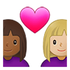 👩🏾‍❤️‍👩🏼 Emoji Casal Apaixonado - Mulher: Pele Morena Escura, Mulher: Pele Morena Clara na Samsung One UI 4.0.