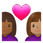 👩🏾‍❤️‍👩🏽 Emoji Liebespaar - Frau: mitteldunkle Hautfarbe, Frau: mittlere Hautfarbe Samsung One UI 4.0.